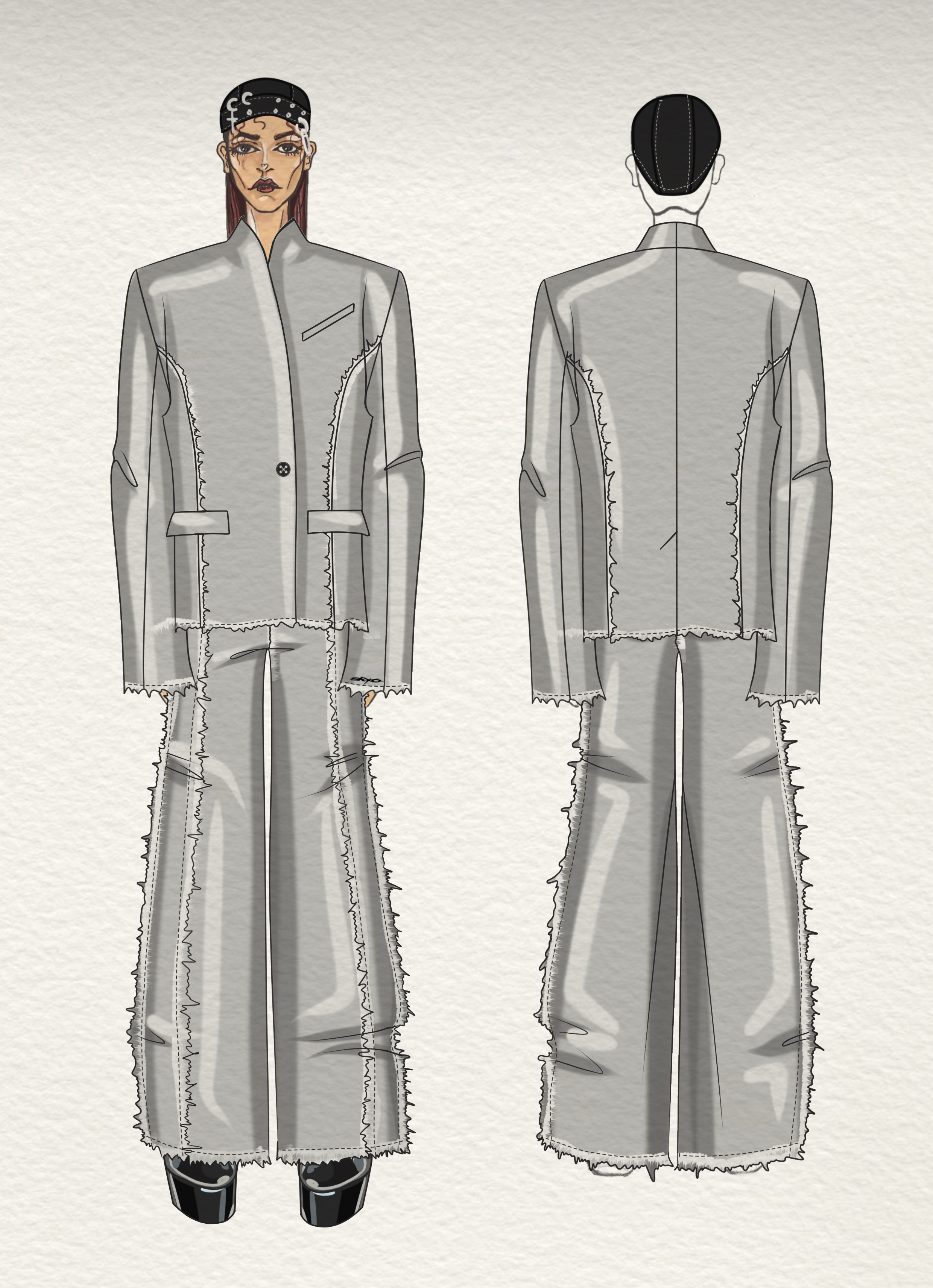 Костюм брючный Raw gray